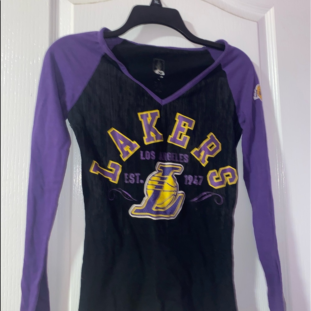 Black and purple LA Lakers long sleeve with lakers logo